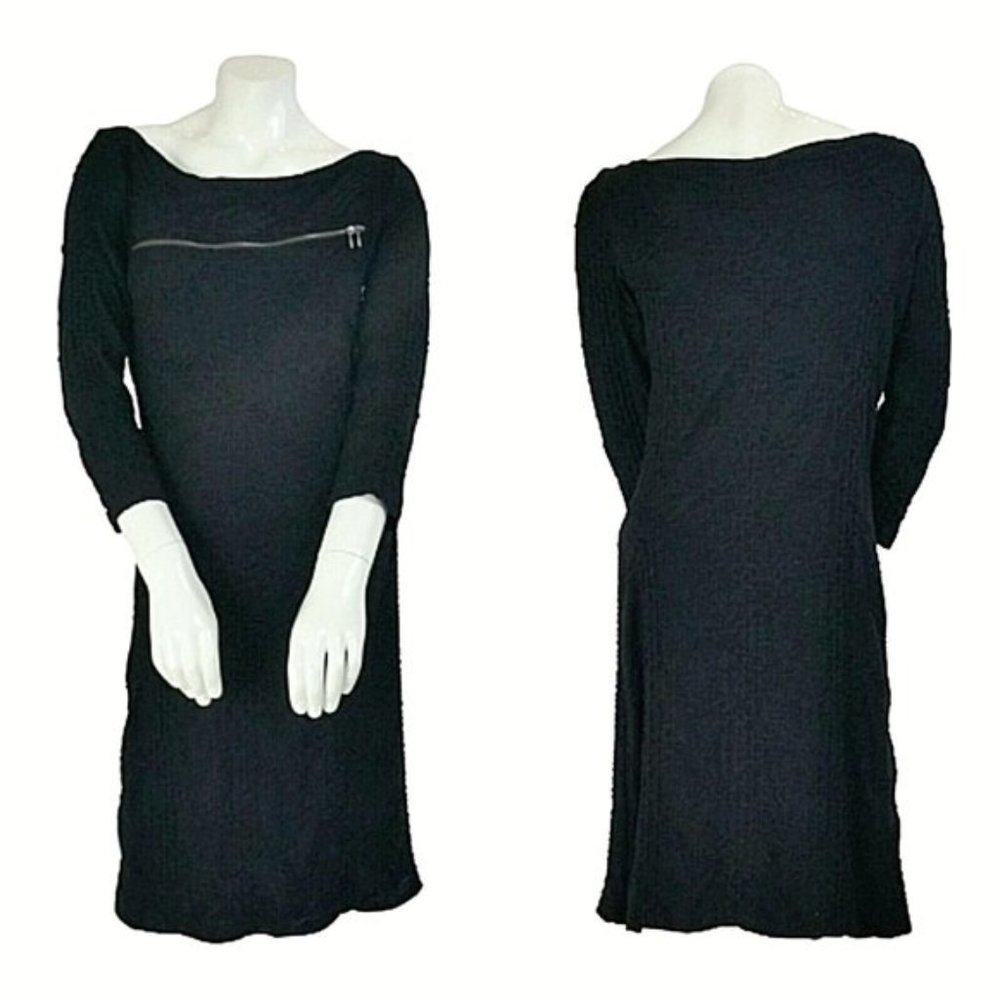 Elsewhere Textured-Knit Accent Zipper Sheath Dress
